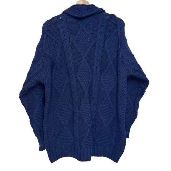 NWT Aran Crafts Aran Pattern Cardigan | Navy Blue | SZ L - Picture 2 of 10